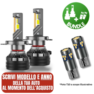 OFFERTA BUNDLE KIT LED H4 CANBUS LENTICOLARE E LUCI DI POSIZIONE T10 W5W OMAGGIO