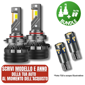 OFFERTA BUNDLE KIT LED HB3 CANBUS LENTICOLARE E LUCI DI POSIZIONE T10 W5W OMAGGIO