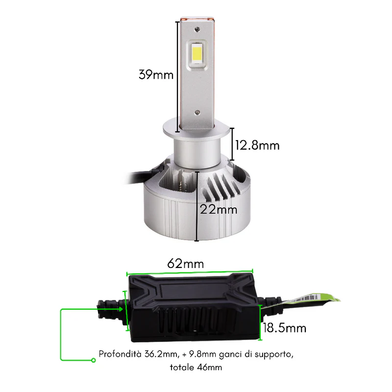 KIT LED H1 CANBUS TRUCK 12 e 24 VOLT - PLH1X6P - immagine 5