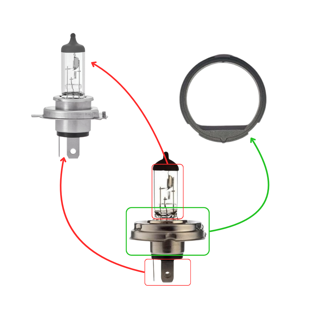 ADATTATORE DA ASIMETTRICO H5 P45T A H4 PER VEICOLI D'EPOCA - PL619 - immagine 4