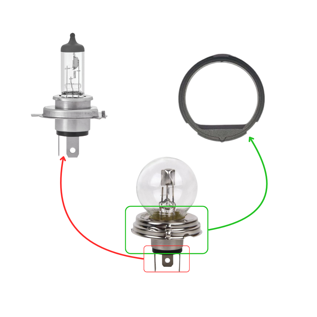 ADATTATORE DA ASIMETTRICO H5 P45T A H4 PER VEICOLI D'EPOCA - PL619 - immagine 5