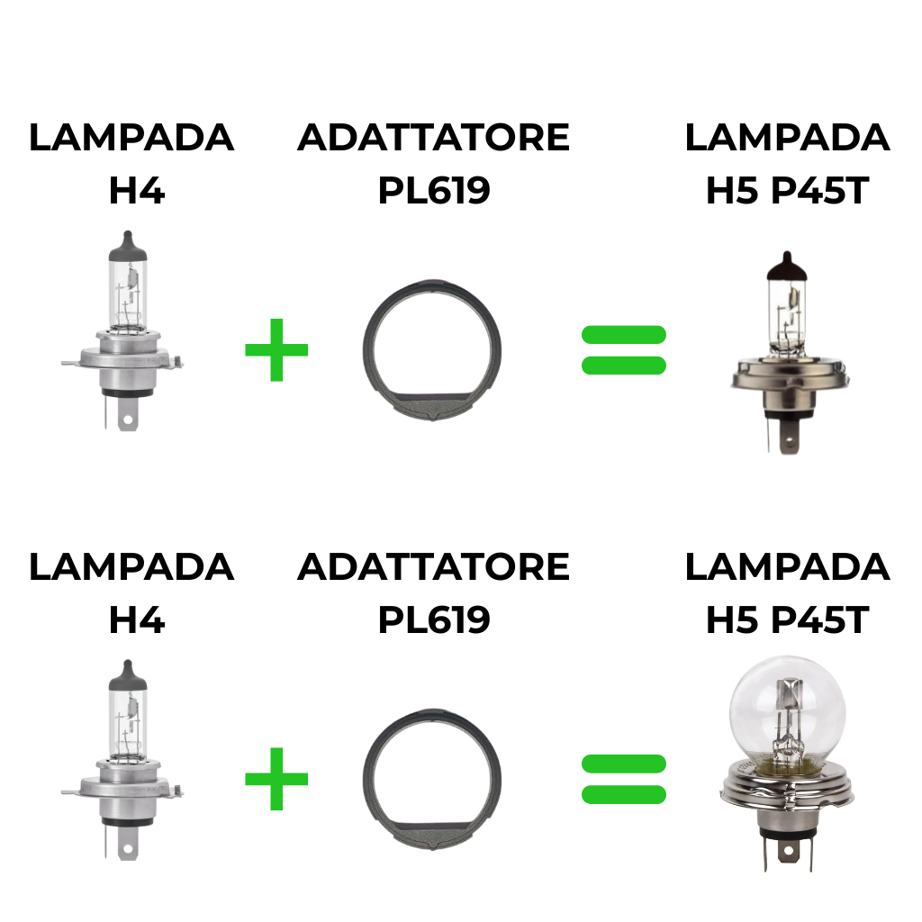 ADATTATORE DA ASIMETTRICO H5 P45T A H4 PER VEICOLI D'EPOCA - PL619 - immagine 6