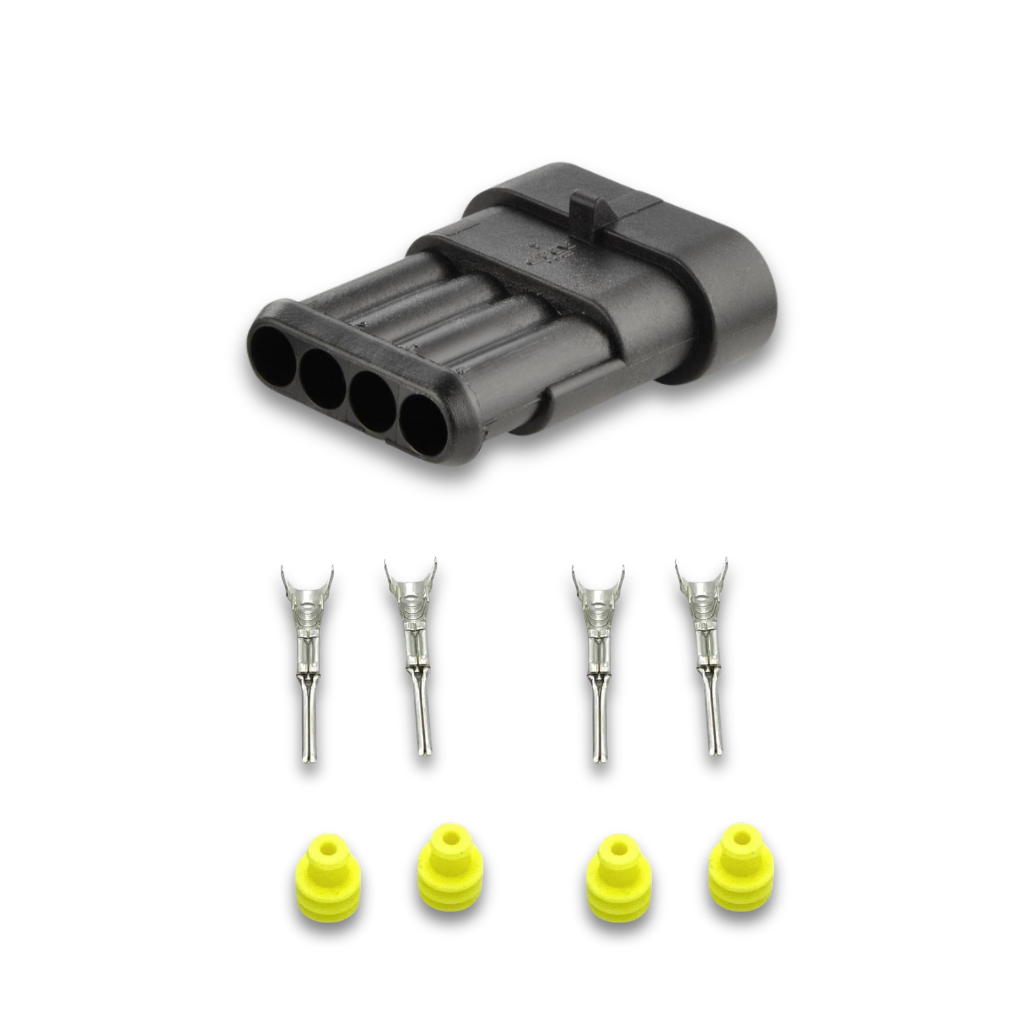 CONNETTORE FEMMINA 4 PIN SUPERSEAL CON FASTON - PL74011