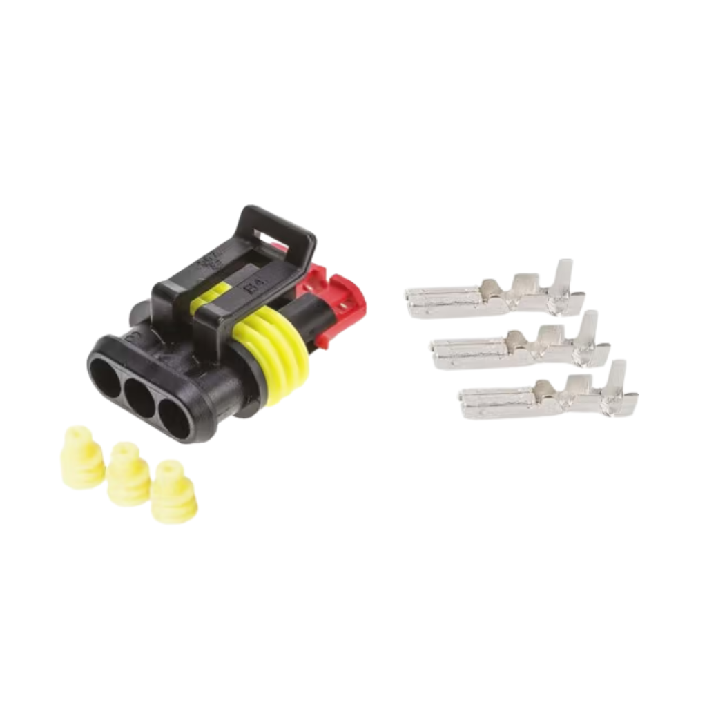 CONNETTORE MASCHIO 3 PIN SUPERSEAL CON FASTON - PL74003 - immagine 2