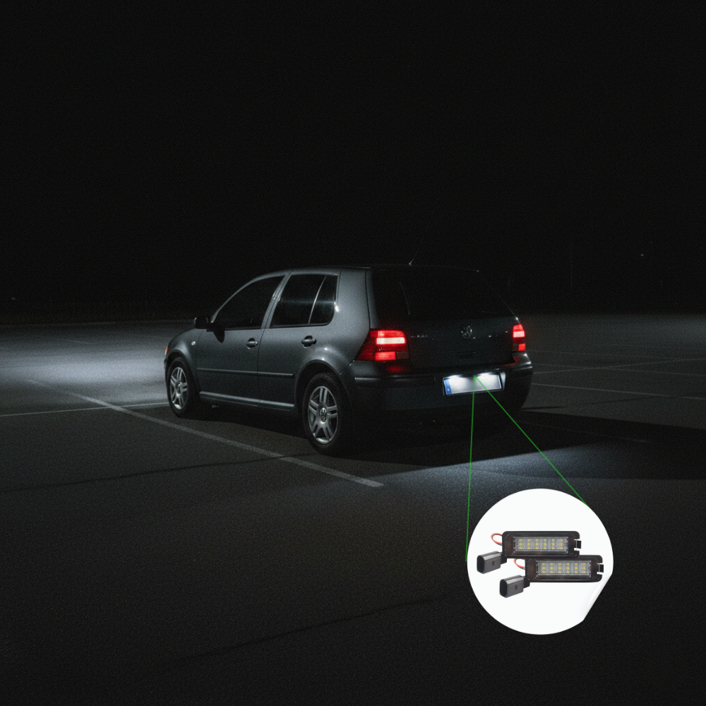 PLACCHETTE LUCI TARGA LED VOLKSWAGEN GOLF 4 5 6 7 COMPATIBILI OE - immagine 5