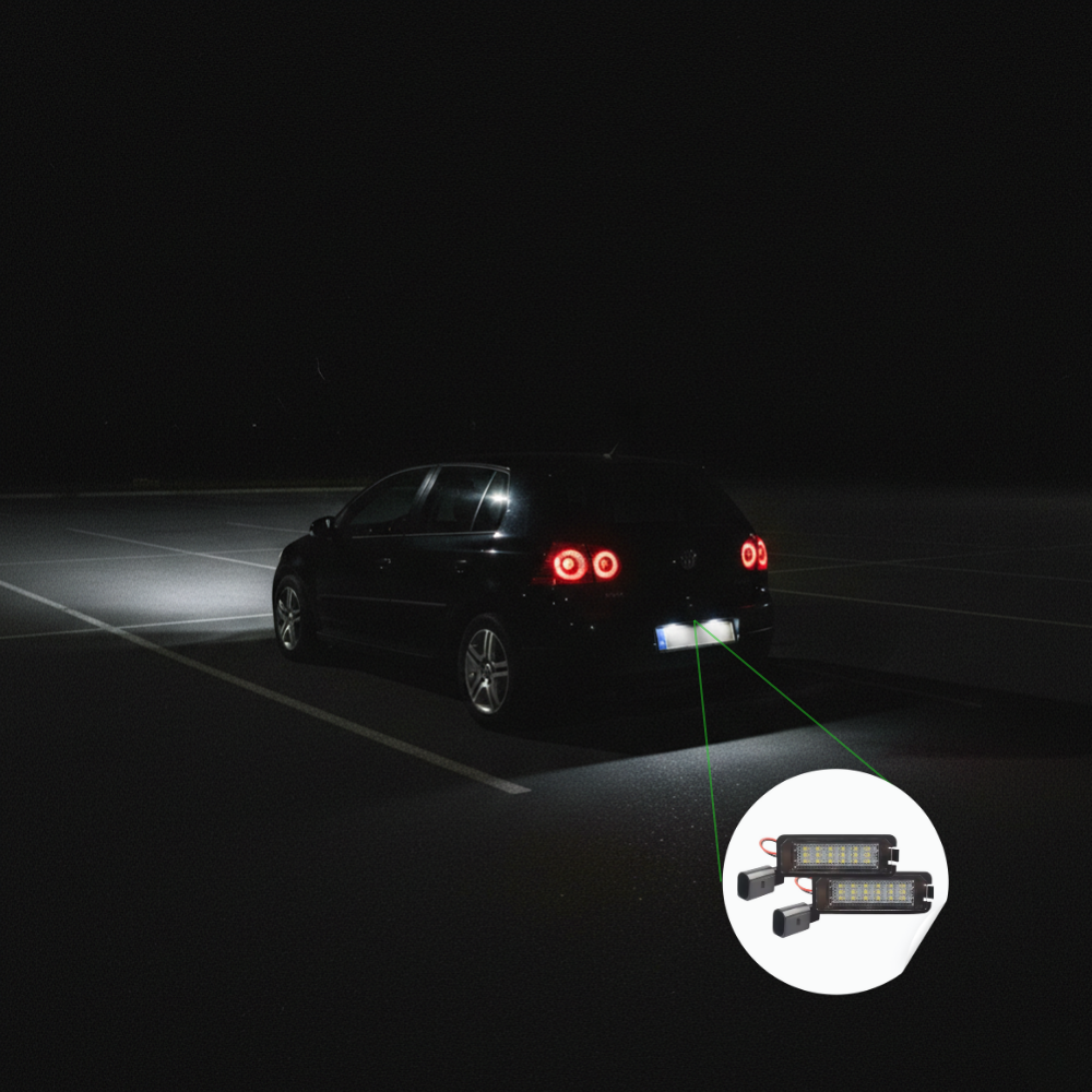 PLACCHETTE LUCI TARGA LED VOLKSWAGEN GOLF 4 5 6 7 COMPATIBILI OE - immagine 4