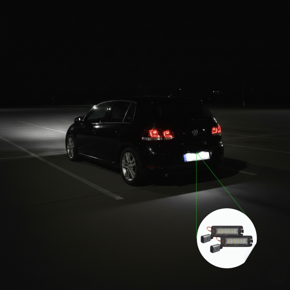 PLACCHETTE LUCI TARGA LED VOLKSWAGEN GOLF 4 5 6 7 COMPATIBILI OE - immagine 3
