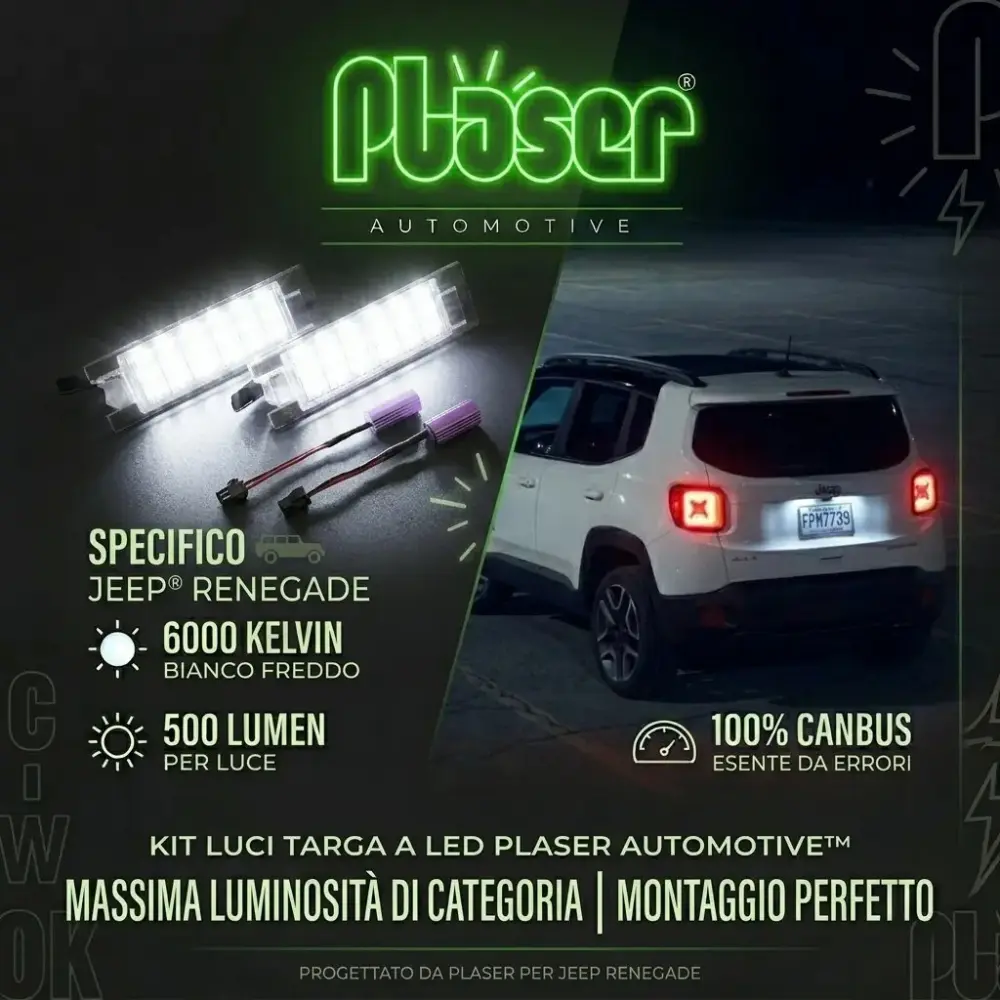 PLAFONIERE LUCI TARGA LED CANBUS PER JEEP RENEGADE DAL 2015 AL 2021 - PL-TRENEGADE